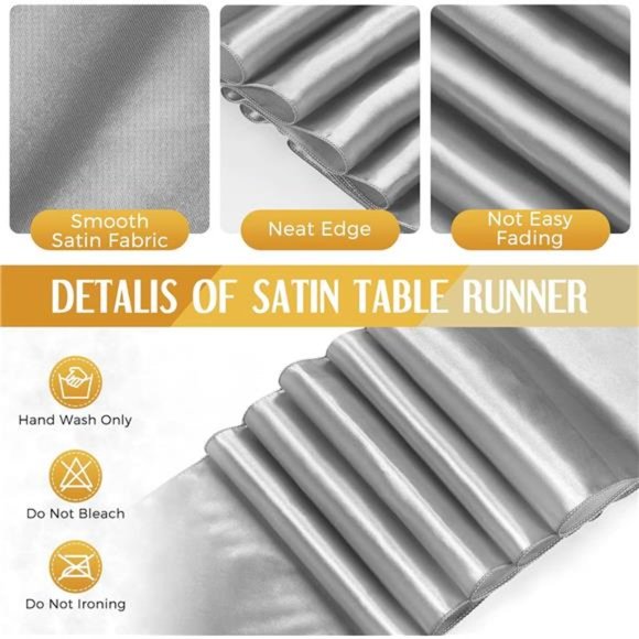 24 Packs Wedding Satin Table Runner Disposable Plastic Tablecloths 54 x 108 Inch - Picture 4 of 6